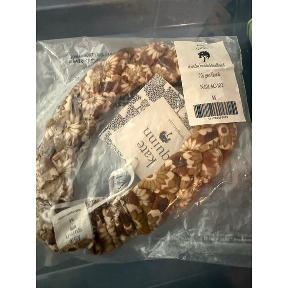 NWT Kate Quinn 70s Geo Floral Organic Cotton Stretchy Braided Headband S Small - Picture 2 of 2